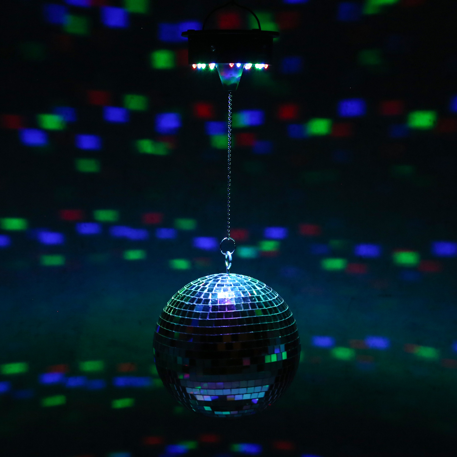 Spiegelkugel Motor mit LED Farbwechsler bis 20cm Kugeln - MBM-203RGBW - Batteriebetrieb Spiegelkugel Motor mit LED Farbwechsler bis 20cm Kugeln - MBM-203RGBW - Batteriebetrieb