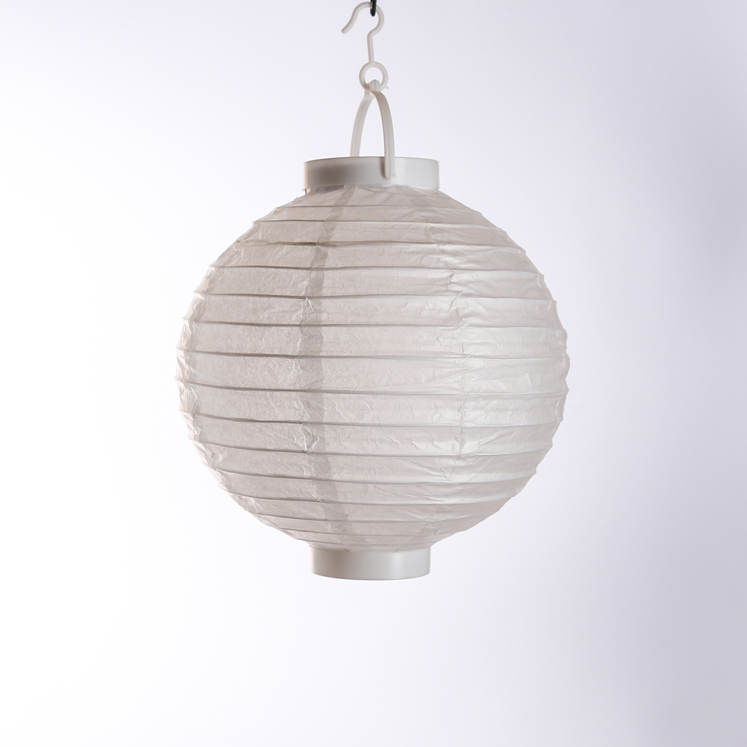 LED Lampion FESTIVAL - kaltweiße LED - D: 20cm - Montagehaken - 5er Set weiß