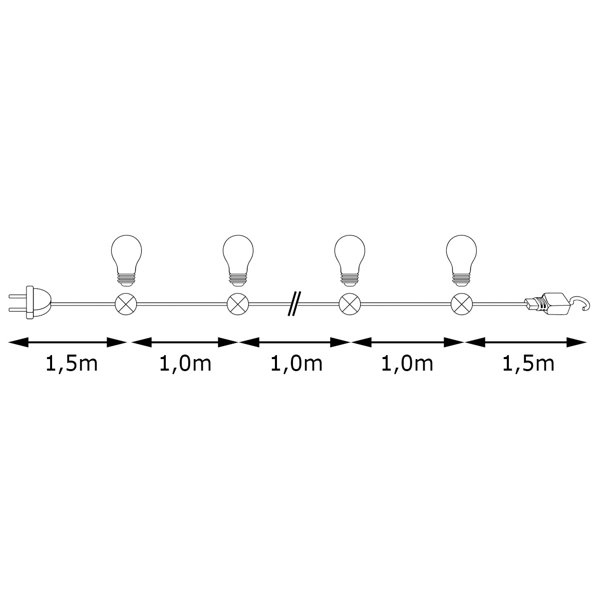 ILLU-Lichterkette BLACKY - 40m - 40xE27 | IP44 | bunte LED Tropfenlampen | SATISFIRE ILLU-Lichterkette BLACKY - 40m - 40xE27 | IP44 | bunte LED Tropfenlampen | SATISFIRE