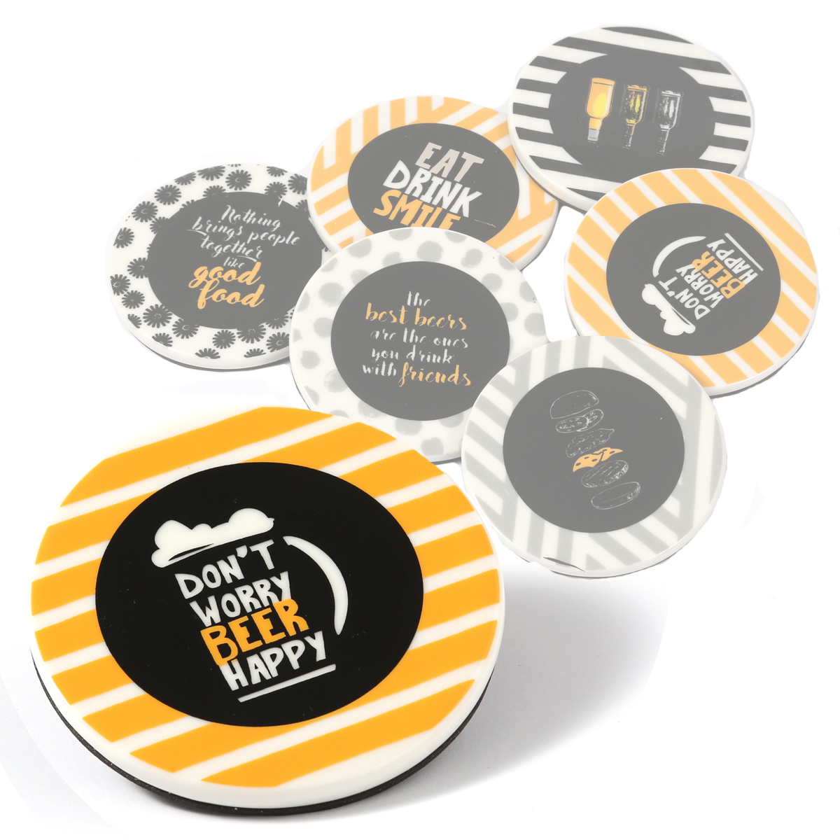 Untersetzer aus Keramik mit BEER Aufschrift - D: 9cm - rund Untersetzer aus Keramik mit BEER Aufschrift - D: 9cm - rund