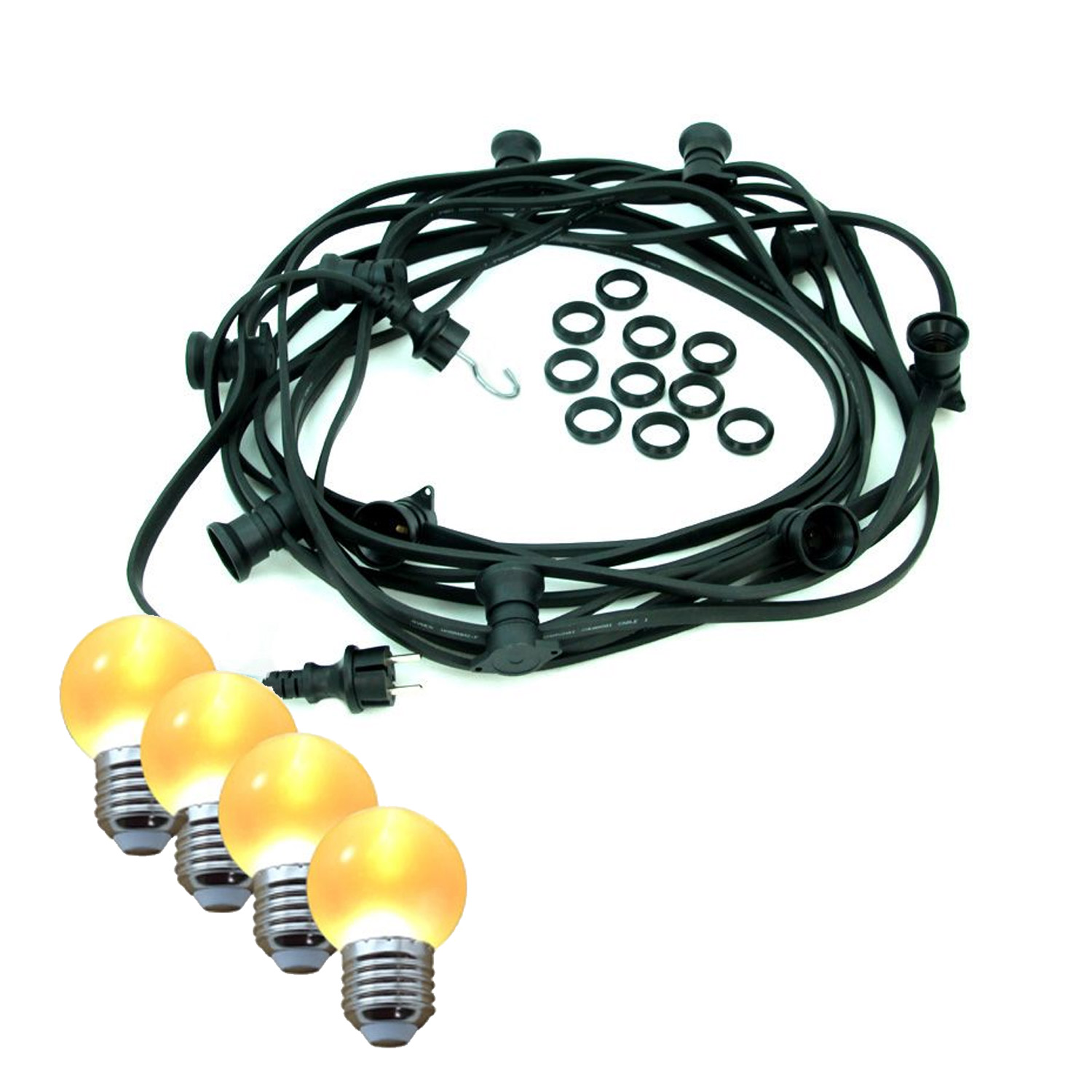 Illu-/Partylichterkette BLACKY 50m - Außenlichterkette schwarz - 50 ultra-warmweiße LED Kugeln