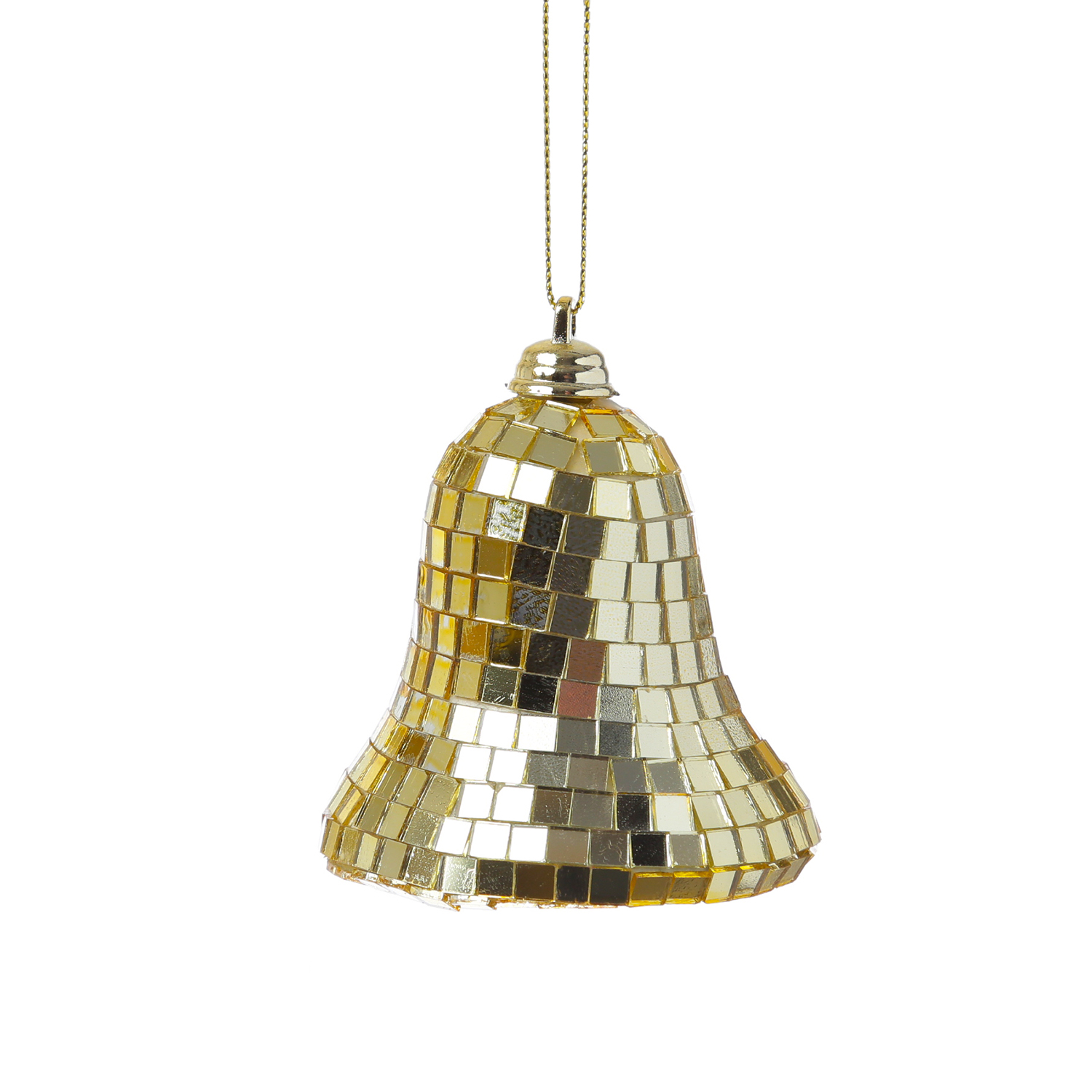 Christbaumschmuck Glocke - Weihnachtsbaumschmuck im Discokugel Look - H: 8cm - gold