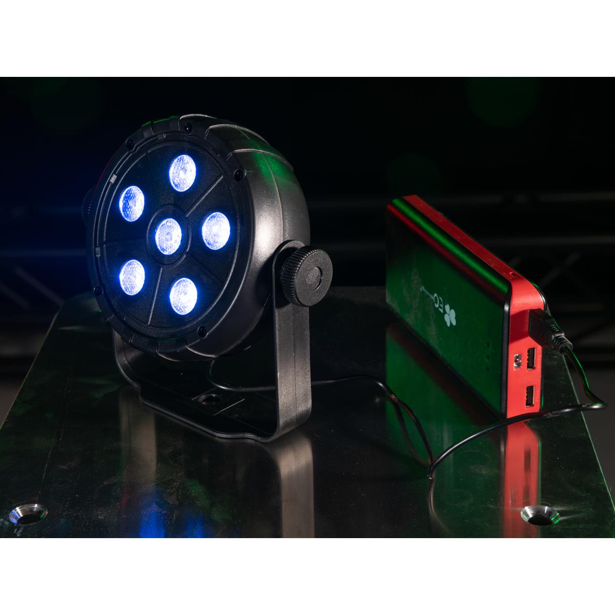 USB Party Spot - 6 RGB LED - Musiksteuerung + Automatik - Fernbedienung