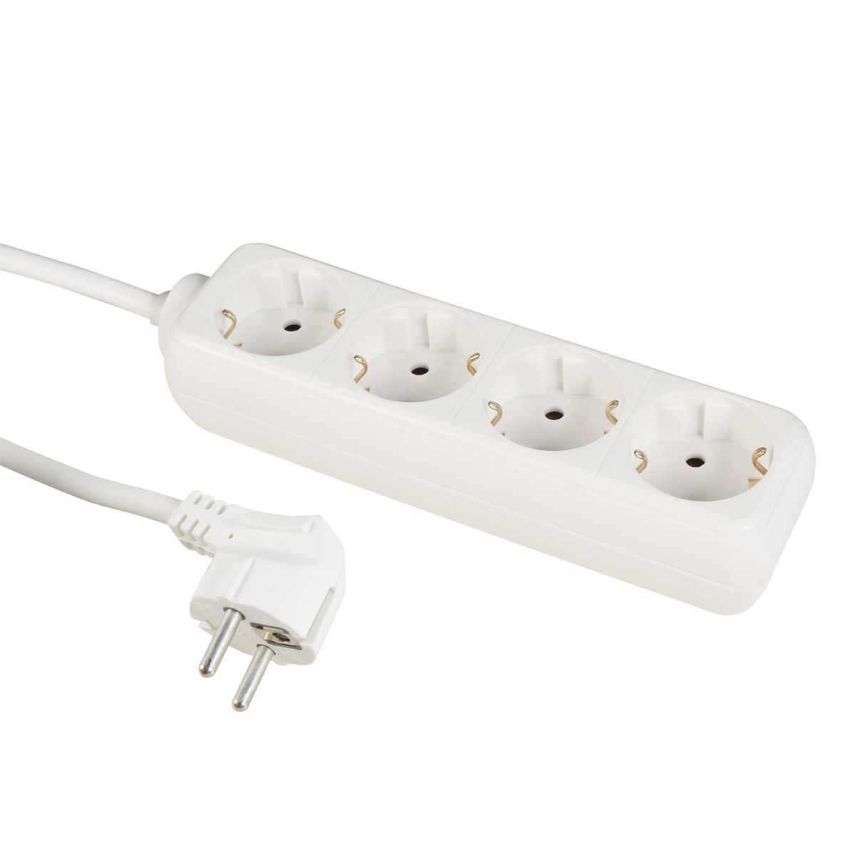 4-fach Steckdosenleiste weiß, 1,5m Zuleitung - max 3600W - Kindersicherung 4-fach Steckdosenleiste weiß, 1,5m Zuleitung - max 3600W - Kindersicherung