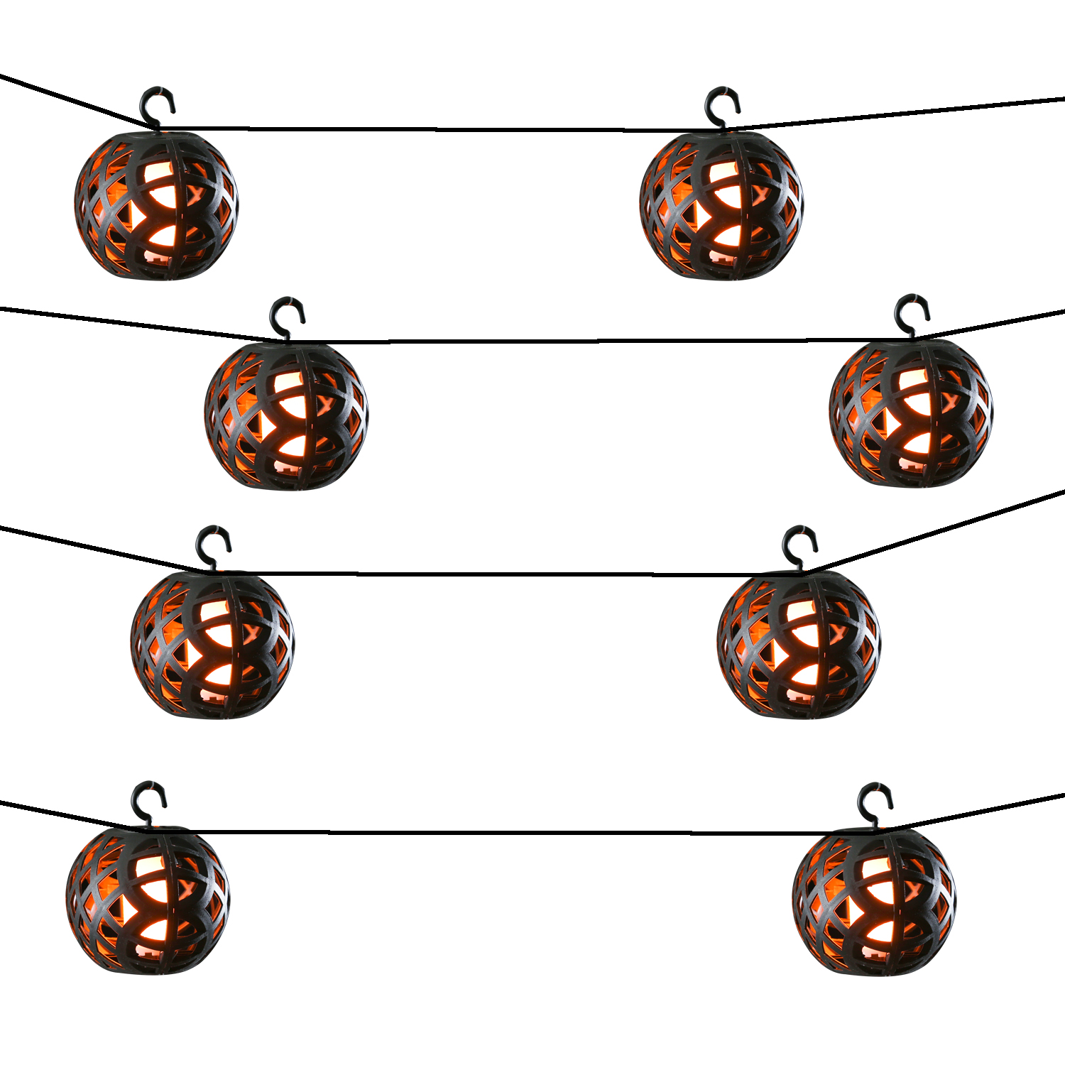 LED Lichterkette Feuerball - 8 Kugeln mit Flammeneffekt - Timer - L: 2,1m - für Innen/Außen