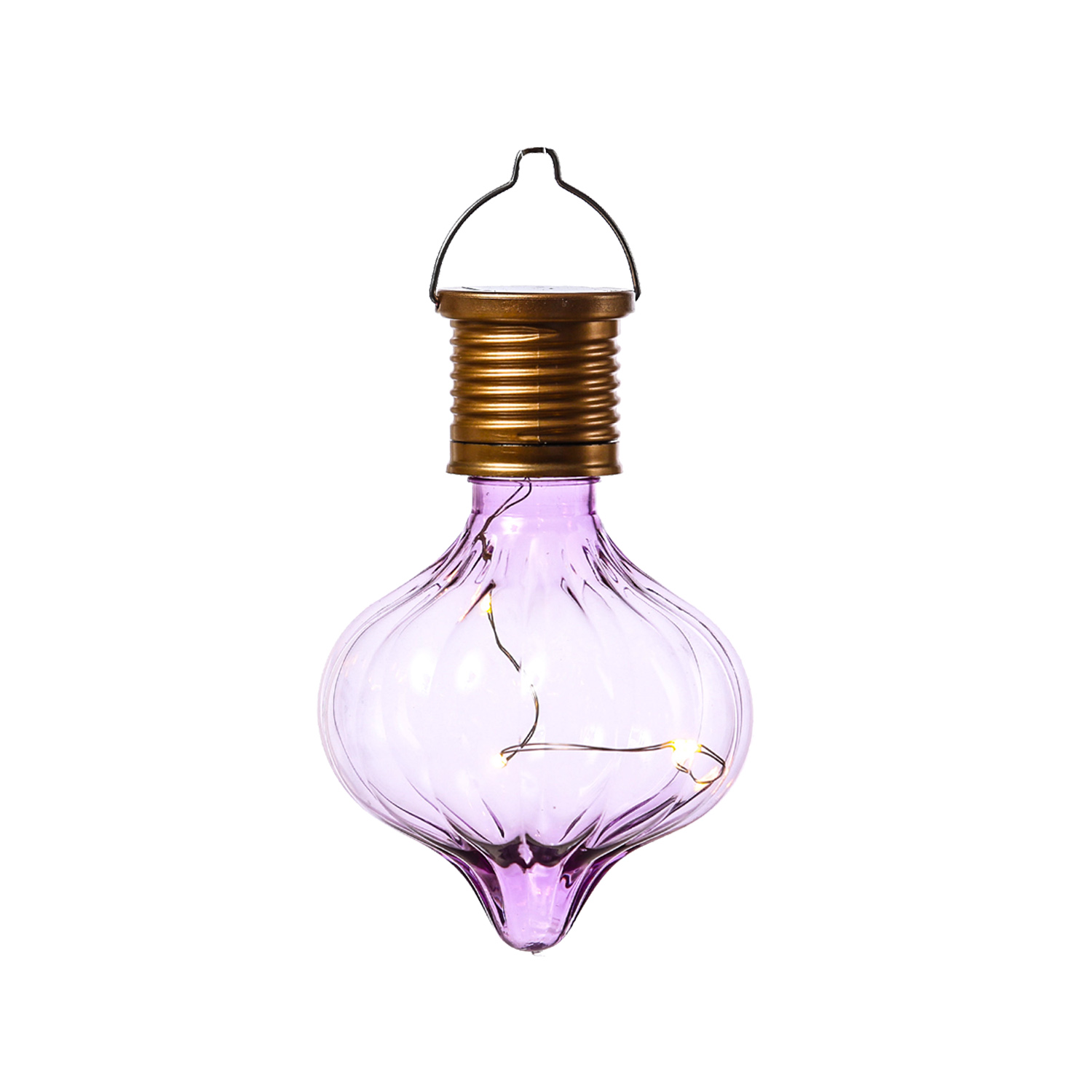 LED Solar Glühbirne GLOW - Kugelleuchte - warmweiße LED Drahtlichterkette - H: 11,7cm D:7,5cm - lila LED Solar Glühbirne GLOW - Kugelleuchte - warmweiße LED Drahtlichterkette - H: 11,7cm D:7,5cm - lila