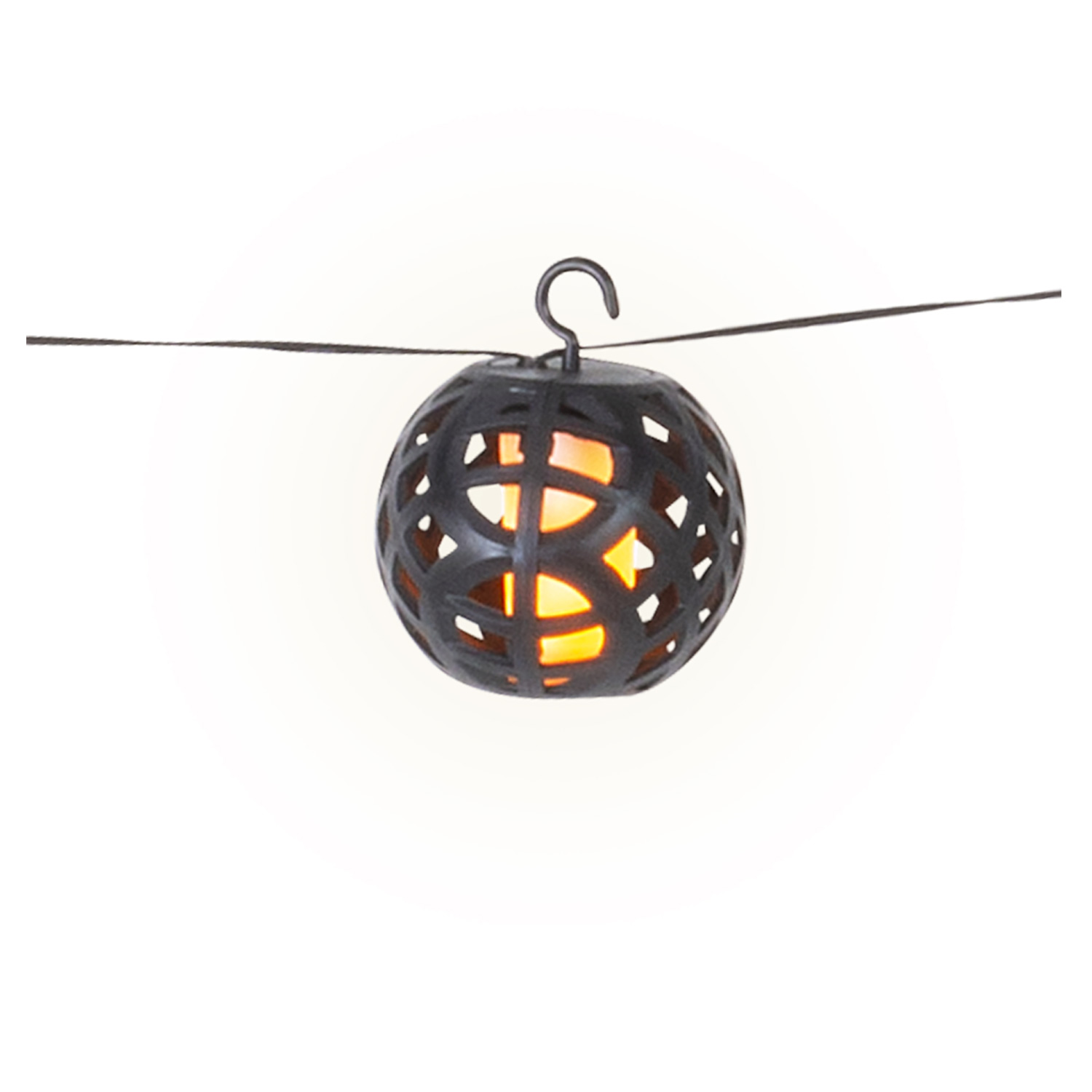LED Lichterkette Feuerball - 8 Kugeln mit Flammeneffekt - Timer - L: 2,1m - für Innen/Außen